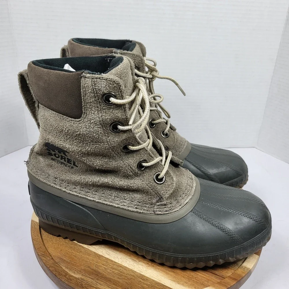 Sorel Cheyanne II Boots Mens 8 Sage Green Waterproof Suede NM3447-245